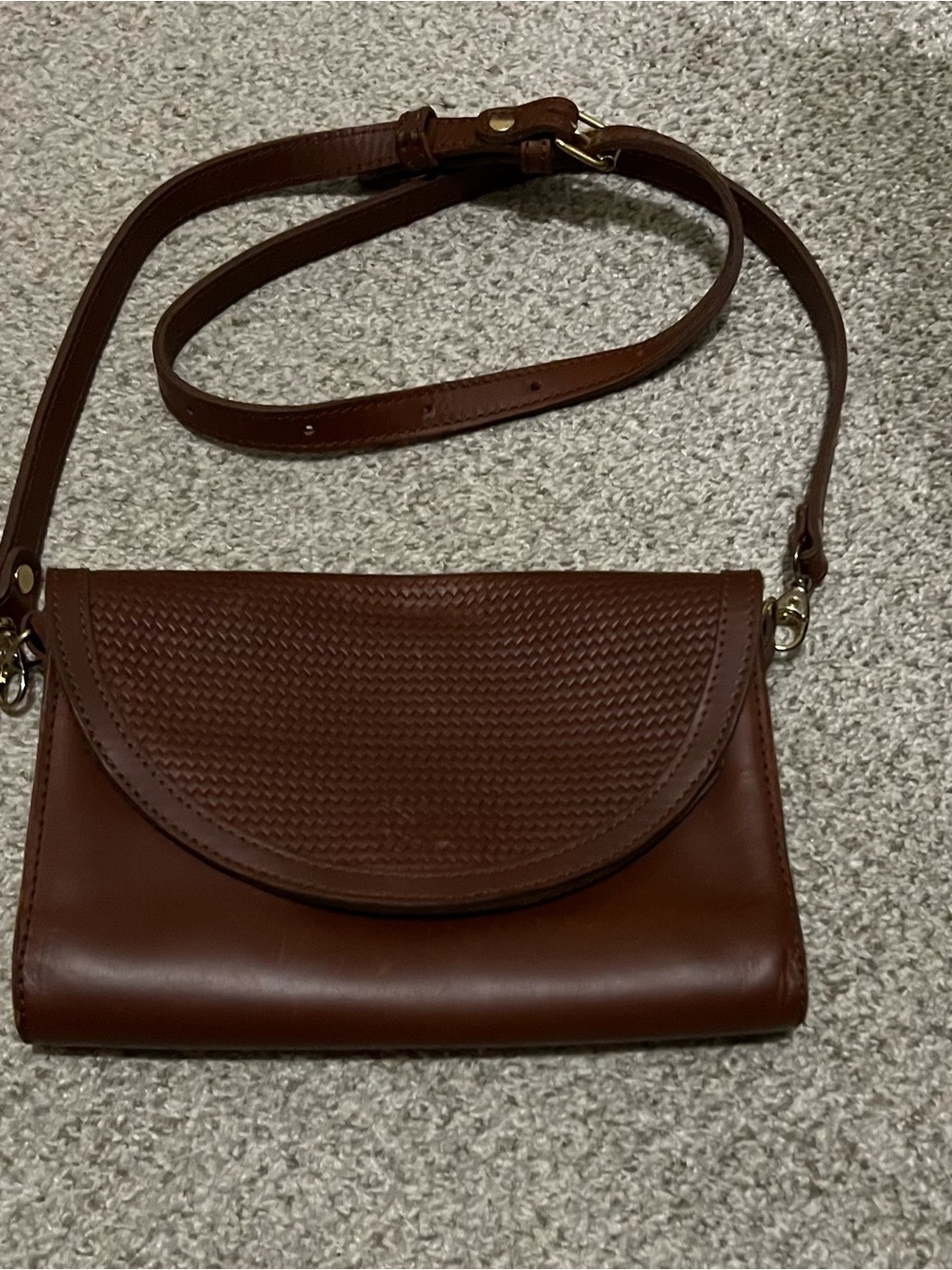 Nisolo Brown Leather Crossbody with Woven Flap
